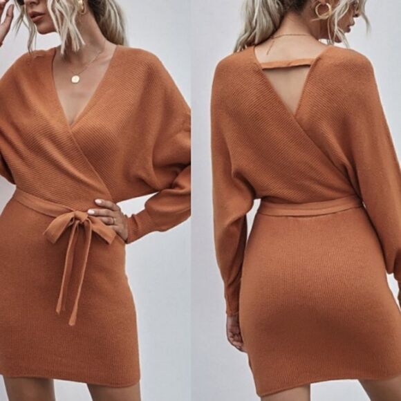 Peach Love California Dresses & Skirts - Surplice ‎ Sweater Dress